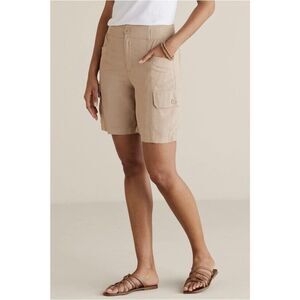 Soft Surroundings Bayside Cargo Shorts Plus Size 1X Taupe Khaki‎ Tan New 5FT00